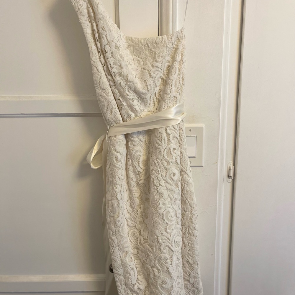 Jade off white/cream one shoulder dress